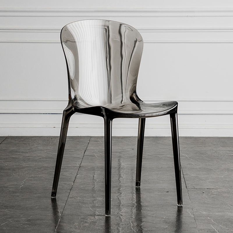 Eetkamer armloze eetkamerstoel plastic stapel zijkant