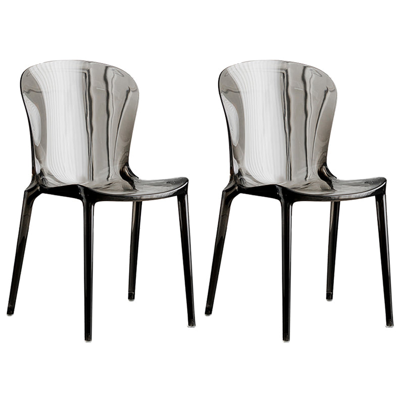 Eetkamer armloze eetkamerstoel plastic stapel zijkant