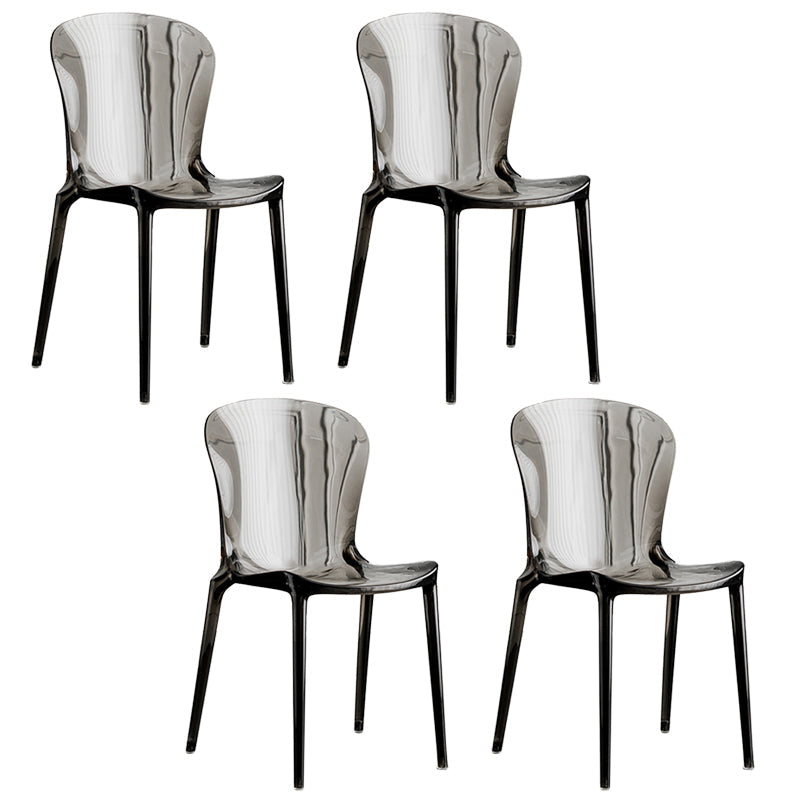 Eetkamer armloze eetkamerstoel plastic stapel zijkant
