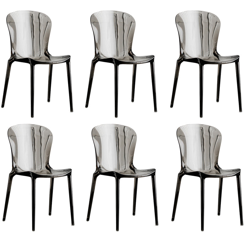 Eetkamer armloze eetkamerstoel plastic stapel zijkant