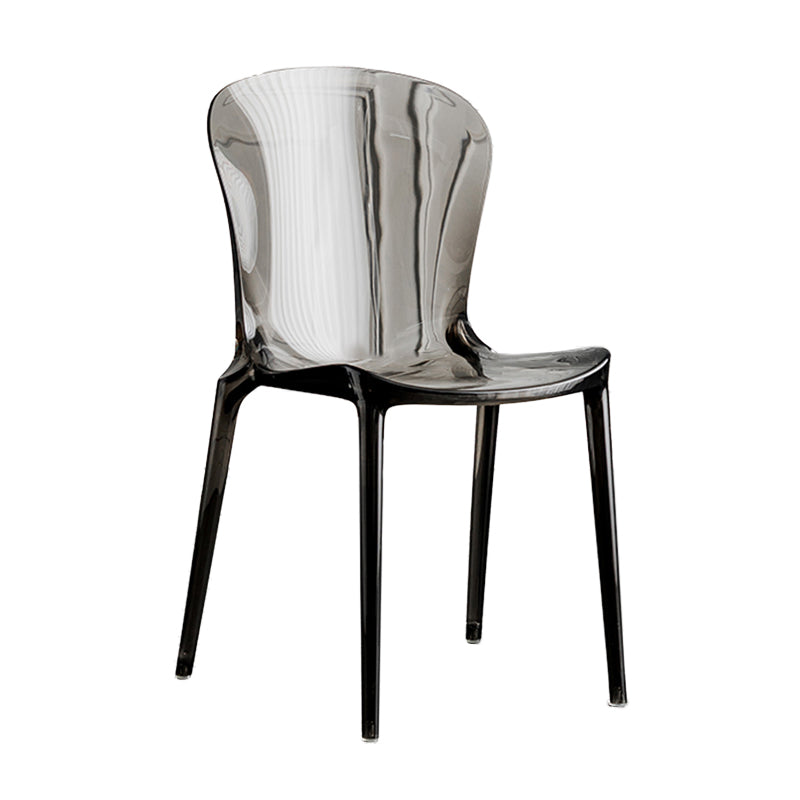 Eetkamer armloze eetkamerstoel plastic stapel zijkant