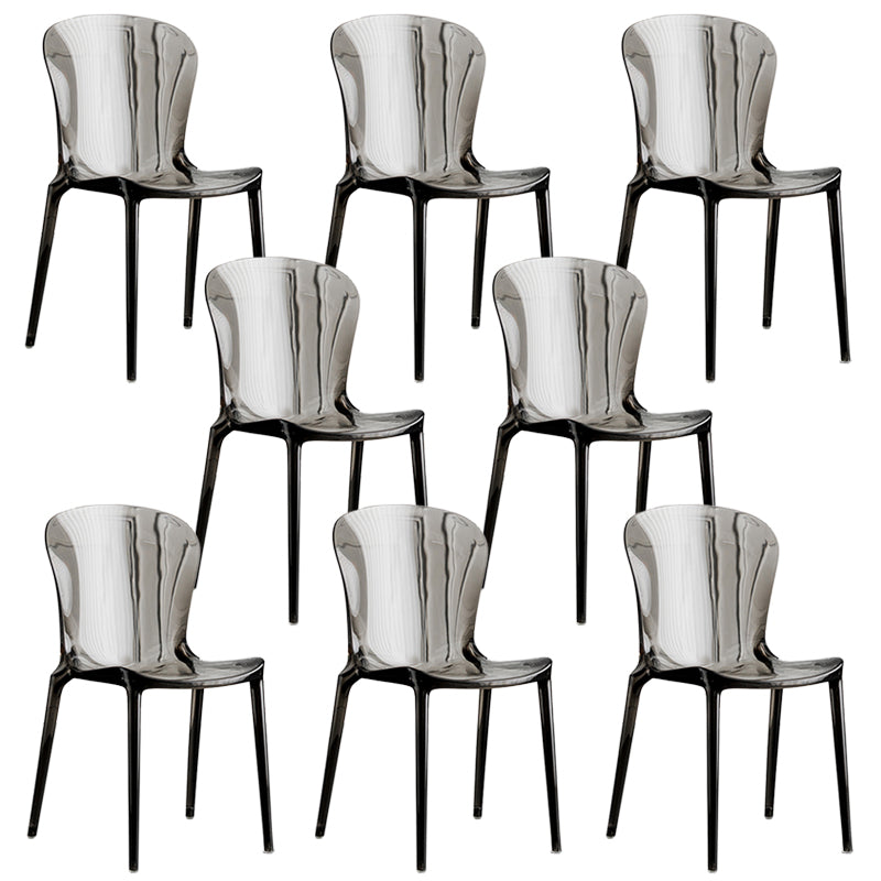 Eetkamer armloze eetkamerstoel plastic stapel zijkant