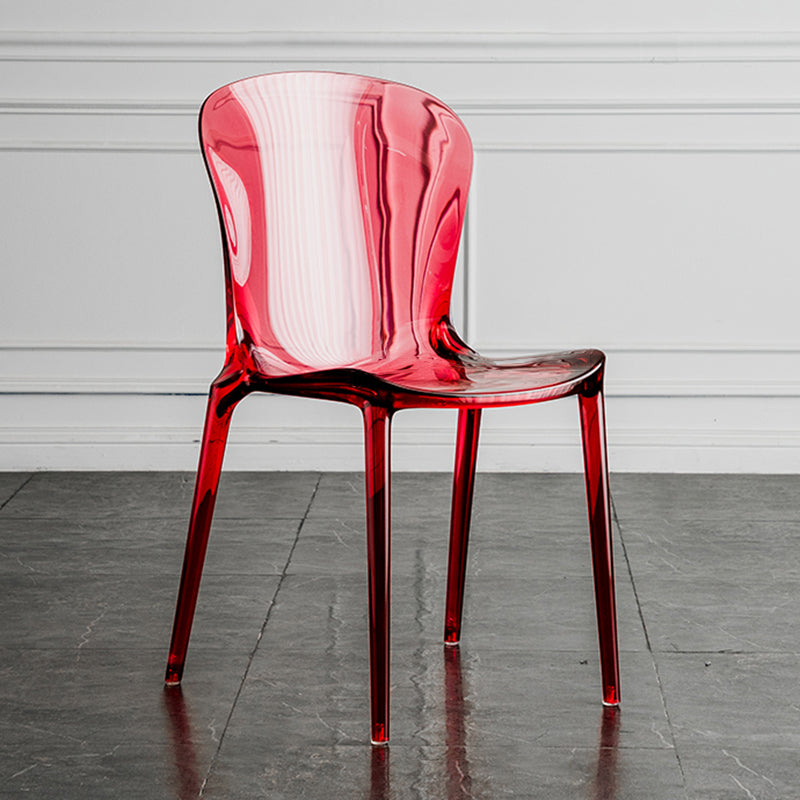 Eetkamer armloze eetkamerstoel plastic stapel zijkant