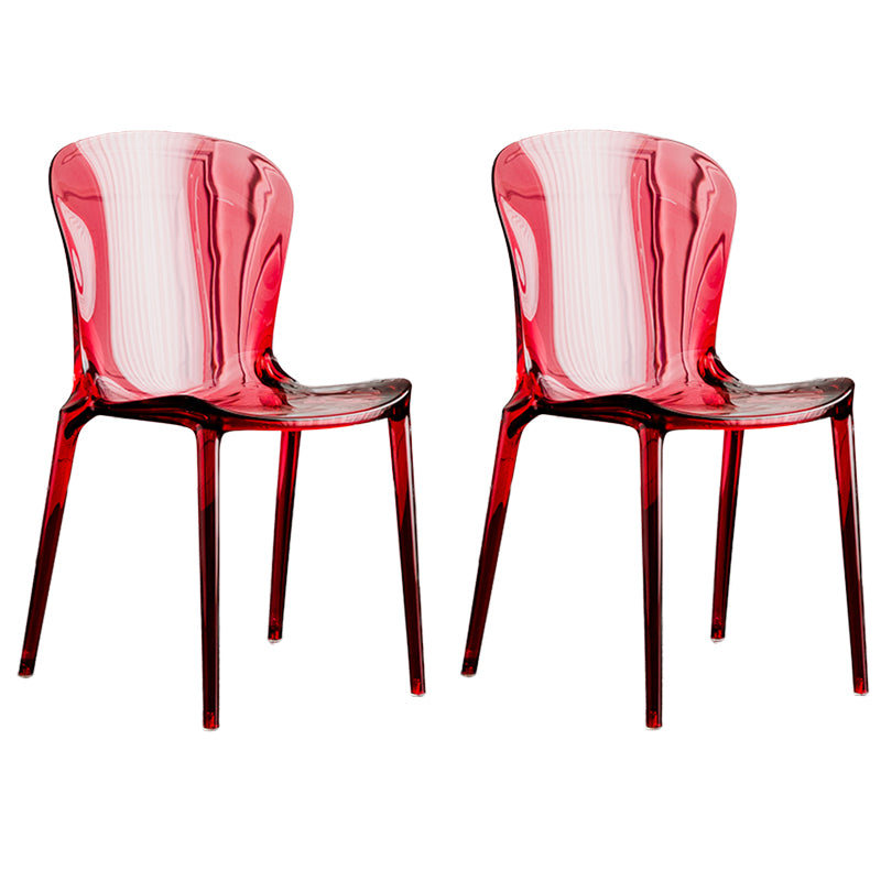 Eetkamer armloze eetkamerstoel plastic stapel zijkant