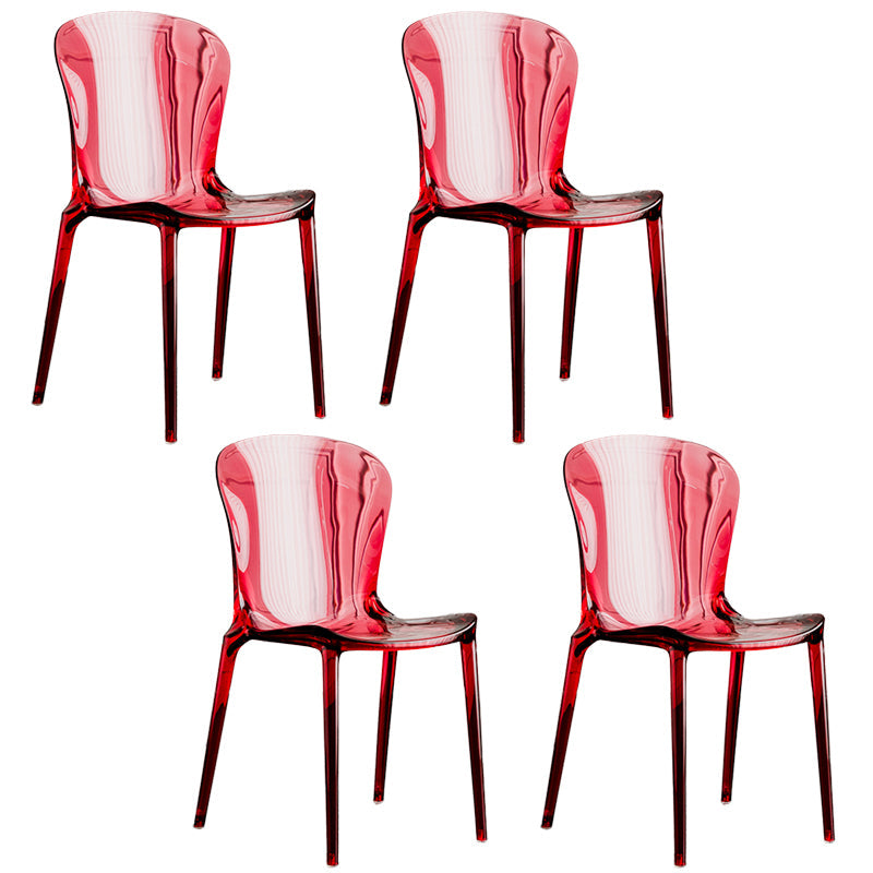 Eetkamer armloze eetkamerstoel plastic stapel zijkant