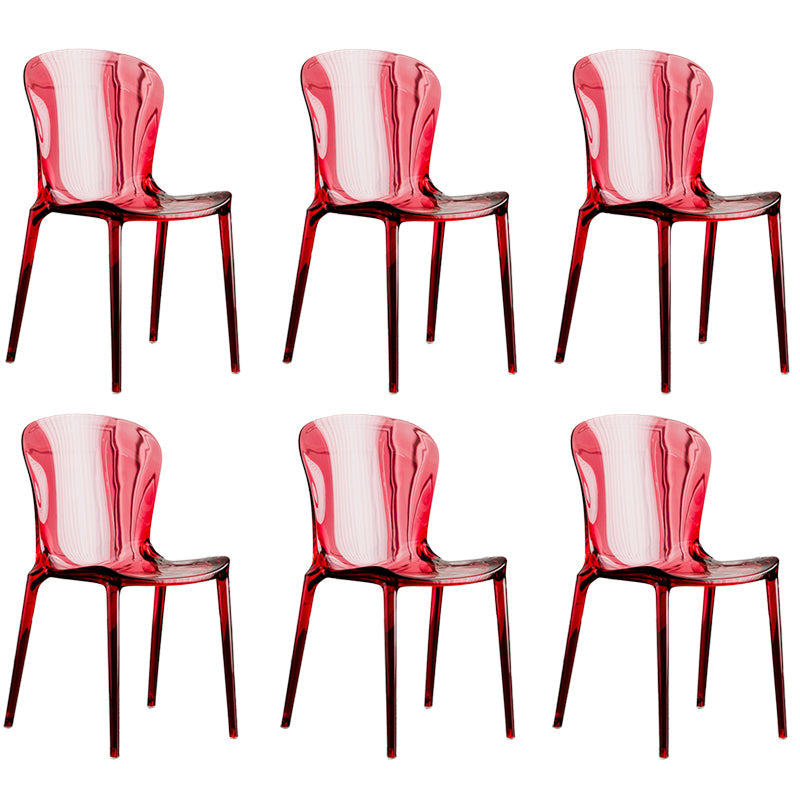 Eetkamer armloze eetkamerstoel plastic stapel zijkant