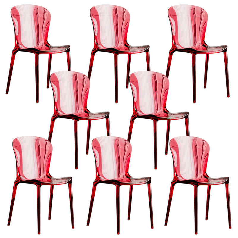 Eetkamer armloze eetkamerstoel plastic stapel zijkant