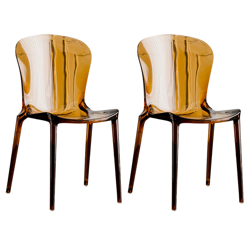 Eetkamer armloze eetkamerstoel plastic stapel zijkant