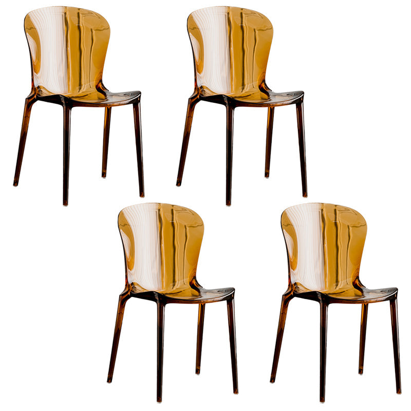 Eetkamer armloze eetkamerstoel plastic stapel zijkant