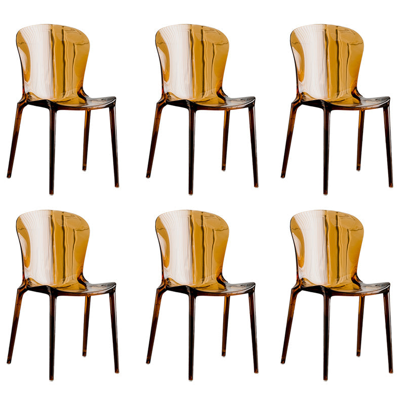 Eetkamer armloze eetkamerstoel plastic stapel zijkant