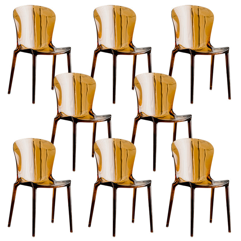 Eetkamer armloze eetkamerstoel plastic stapel zijkant