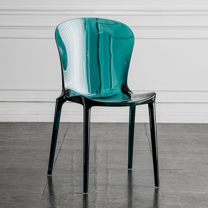 Eetkamer armloze eetkamerstoel plastic stapel zijkant
