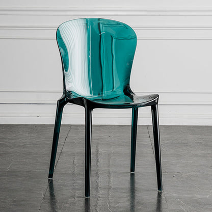 Eetkamer armloze eetkamerstoel plastic stapel zijkant