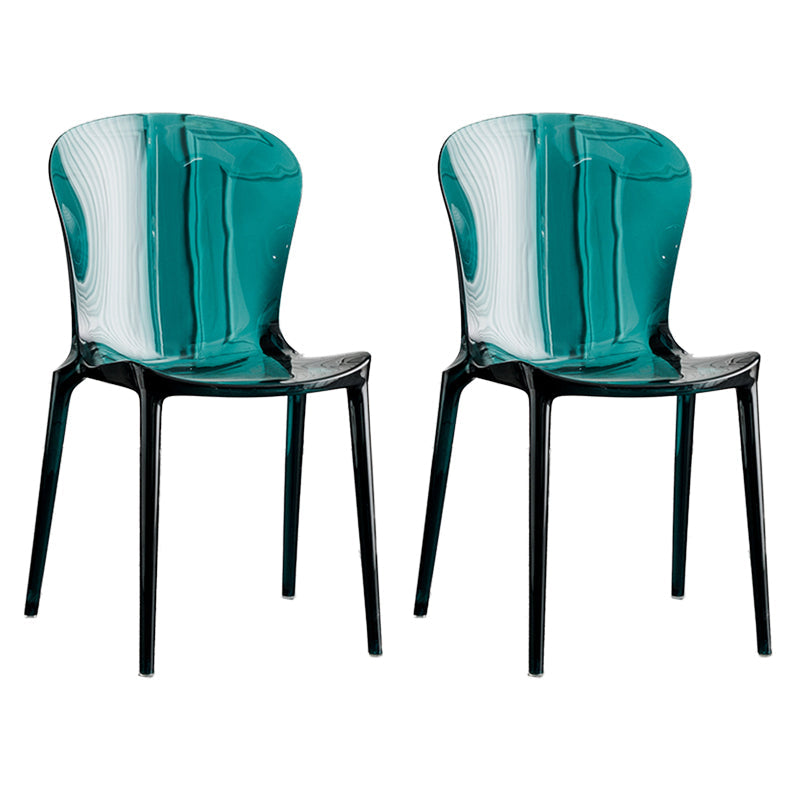 Eetkamer armloze eetkamerstoel plastic stapel zijkant