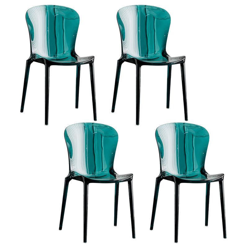 Eetkamer armloze eetkamerstoel plastic stapel zijkant