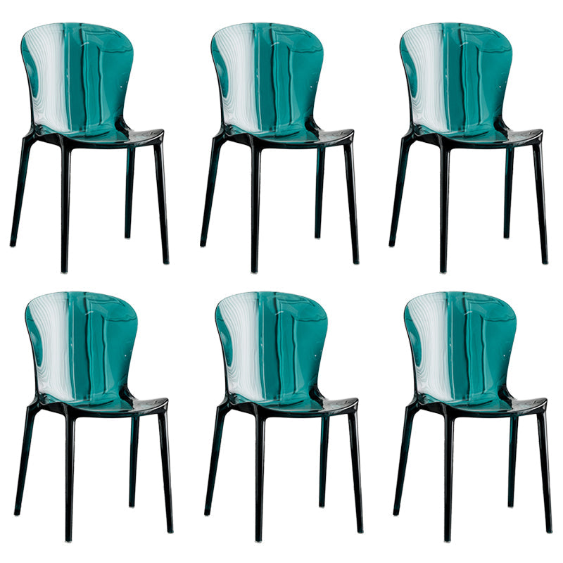 Eetkamer armloze eetkamerstoel plastic stapel zijkant
