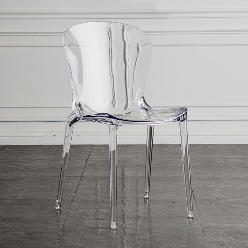 Eetkamer armloze eetkamerstoel plastic stapel zijkant