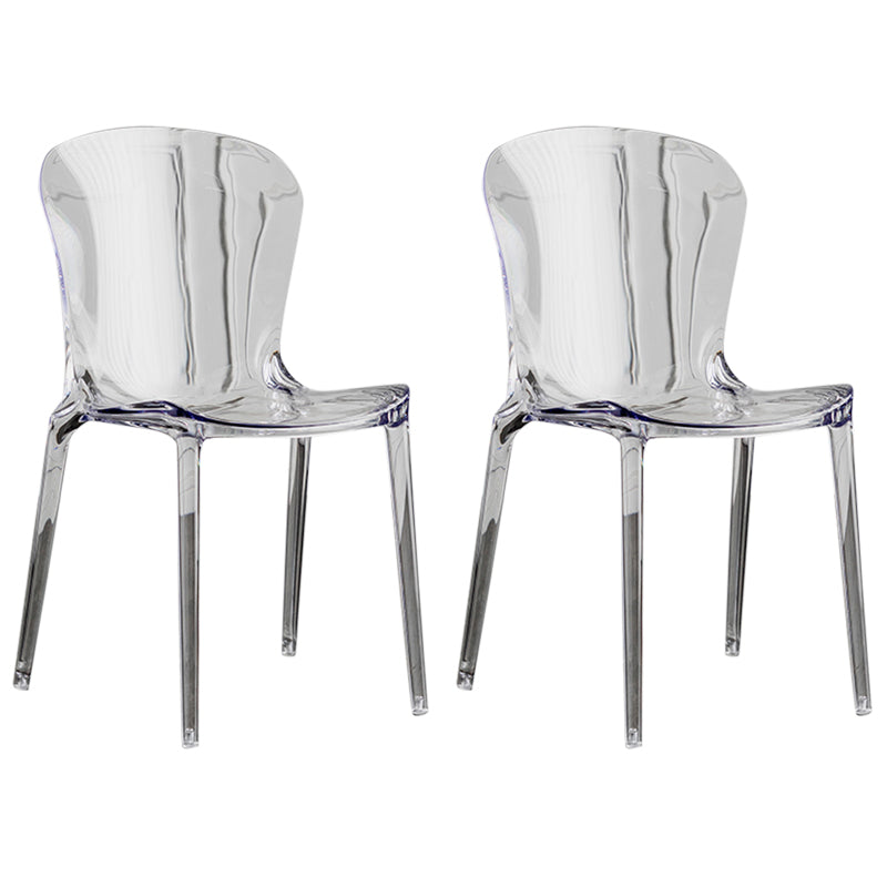 Eetkamer armloze eetkamerstoel plastic stapel zijkant