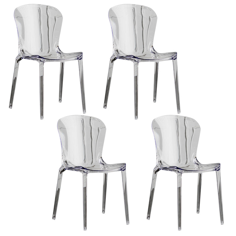 Eetkamer armloze eetkamerstoel plastic stapel zijkant