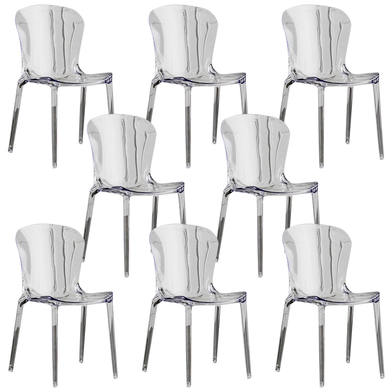 Eetkamer armloze eetkamerstoel plastic stapel zijkant