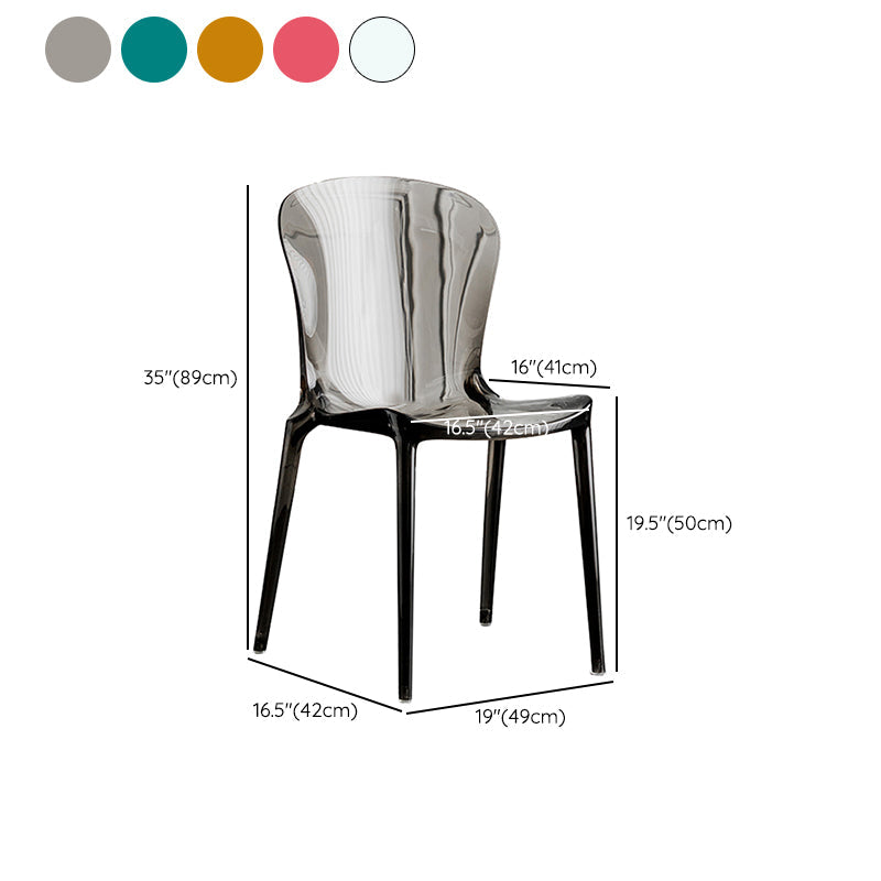 Eetkamer armloze eetkamerstoel plastic stapel zijkant