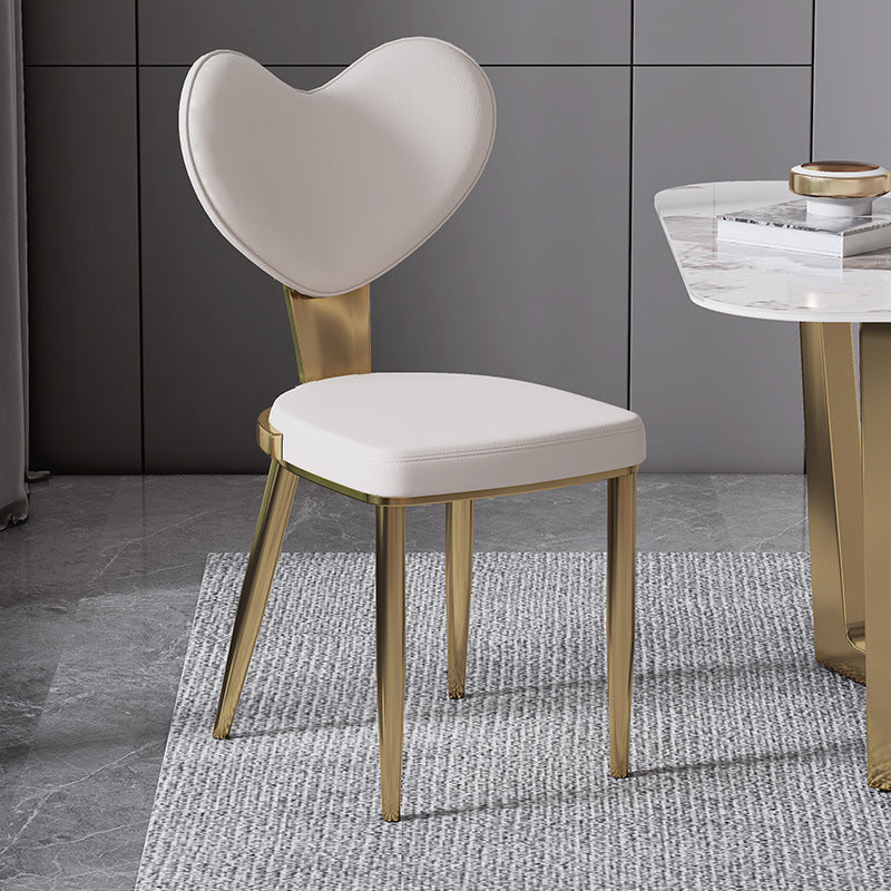 Faux Leather Kitchen Dining Chairs Glam Side Chairs with Metal Base Clearhalo 'Dining Chairs' 'Dining Tables & Seating' 'dining_chair' 'furn' 'furn_dining_chair' 'Furniture' 'Kitchen & Dining Furniture' 7144616