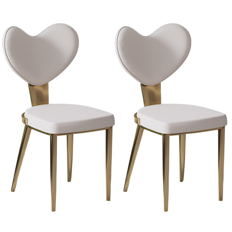 Faux Leather Kitchen Dining Chairs Glam Side Chairs with Metal Base 2 Piece Set Clearhalo 'Dining Chairs' 'Dining Tables & Seating' 'dining_chair' 'furn' 'furn_dining_chair' 'Furniture' 'Kitchen & Dining Furniture' 7144617