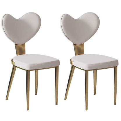 Faux Leather Kitchen Dining Chairs Glam Side Chairs with Metal Base 2 Piece Set Clearhalo 'Dining Chairs' 'Dining Tables & Seating' 'dining_chair' 'furn' 'furn_dining_chair' 'Furniture' 'Kitchen & Dining Furniture' 7144617