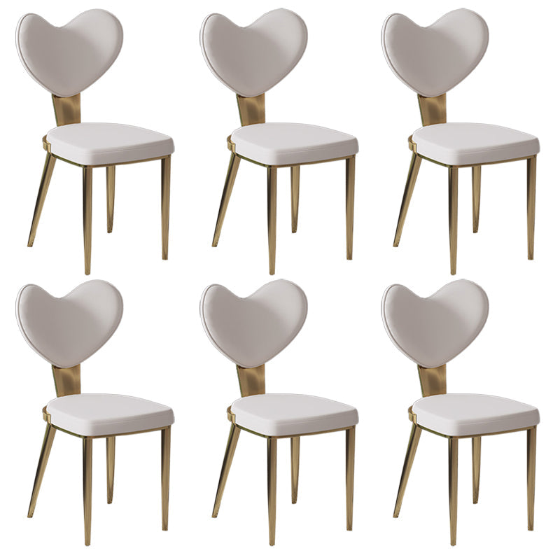Faux Leather Kitchen Dining Chairs Glam Side Chairs with Metal Base 6 Piece Set Clearhalo 'Dining Chairs' 'Dining Tables & Seating' 'dining_chair' 'furn' 'furn_dining_chair' 'Furniture' 'Kitchen & Dining Furniture' 7144620