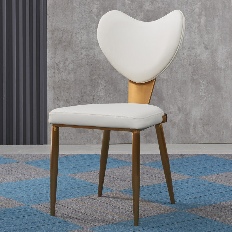 Faux Leather Kitchen Dining Chairs Glam Side Chairs with Metal Base Clearhalo 'Dining Chairs' 'Dining Tables & Seating' 'dining_chair' 'furn' 'furn_dining_chair' 'Furniture' 'Kitchen & Dining Furniture' 7144621