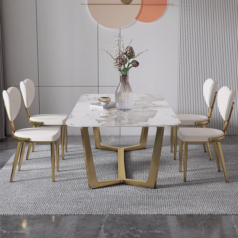 Faux Leather Kitchen Dining Chairs Glam Side Chairs with Metal Base Clearhalo 'Dining Chairs' 'Dining Tables & Seating' 'dining_chair' 'furn' 'furn_dining_chair' 'Furniture' 'Kitchen & Dining Furniture' 7144623