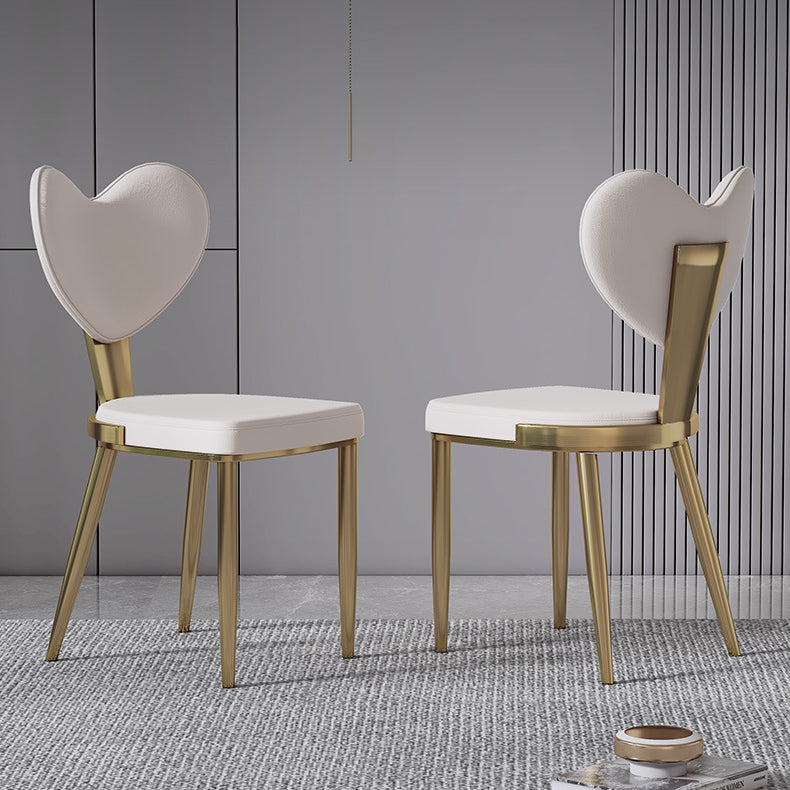 Faux Leather Kitchen Dining Chairs Glam Side Chairs with Metal Base Clearhalo 'Dining Chairs' 'Dining Tables & Seating' 'dining_chair' 'furn' 'furn_dining_chair' 'Furniture' 'Kitchen & Dining Furniture' 7144630