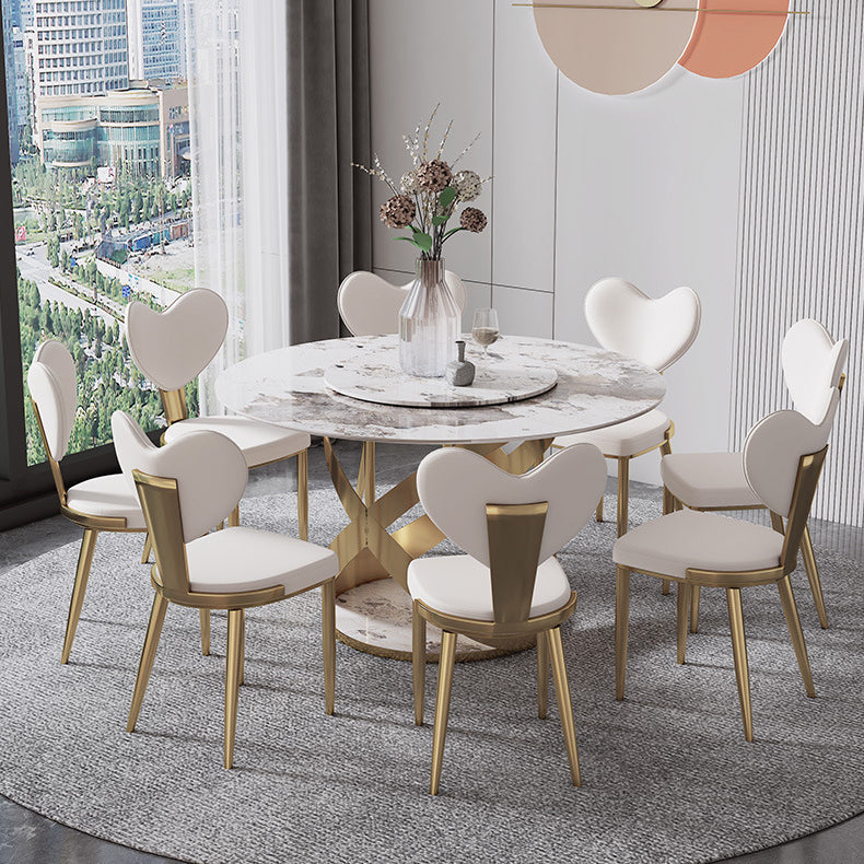 Faux Leather Kitchen Dining Chairs Glam Side Chairs with Metal Base Clearhalo 'Dining Chairs' 'Dining Tables & Seating' 'dining_chair' 'furn' 'furn_dining_chair' 'Furniture' 'Kitchen & Dining Furniture' 7144632