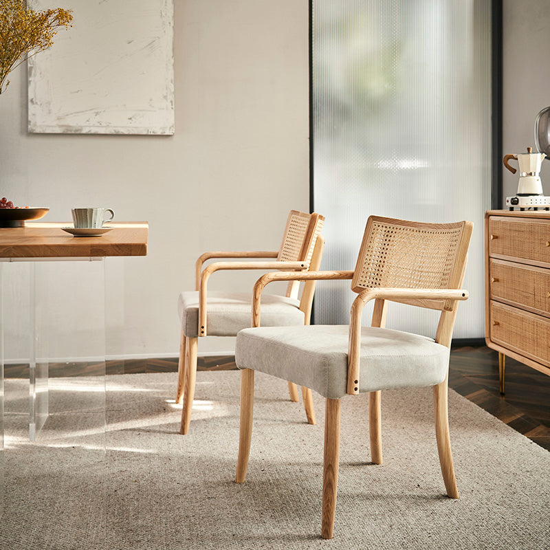 Contemporary Kitchen Dining Chairs Upholstered Chairs with Wood Base
