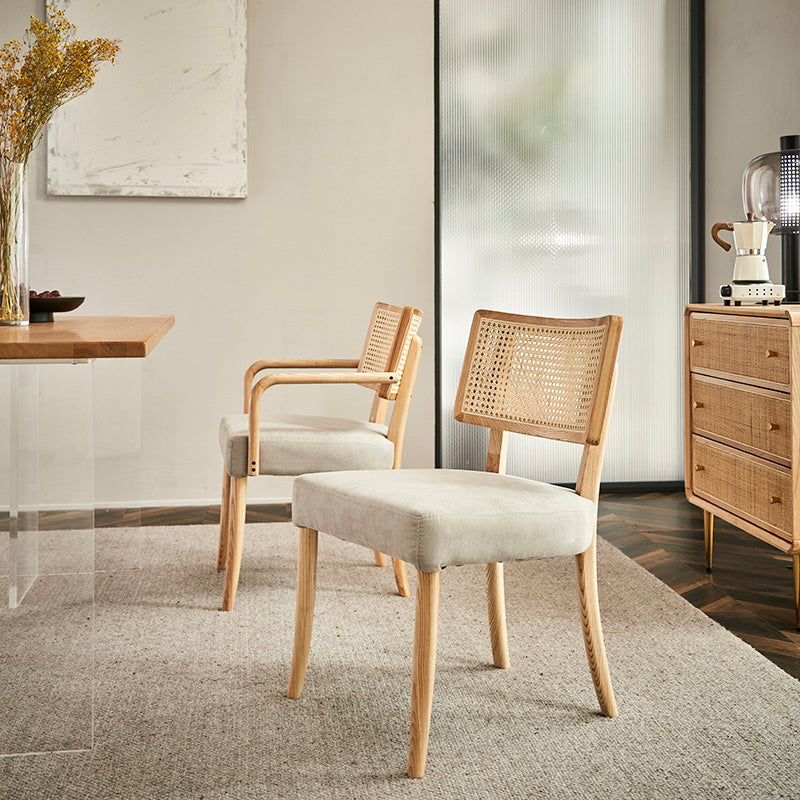 Contemporary Kitchen Dining Chairs Upholstered Chairs with Wood Base
