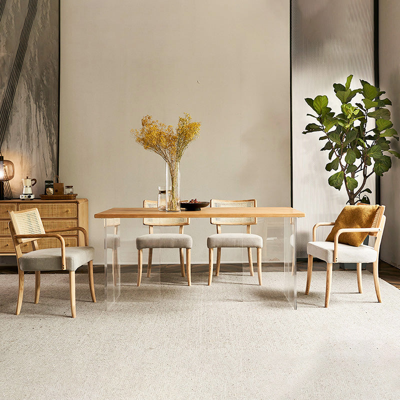 Contemporary Kitchen Dining Chairs Upholstered Chairs with Wood Base