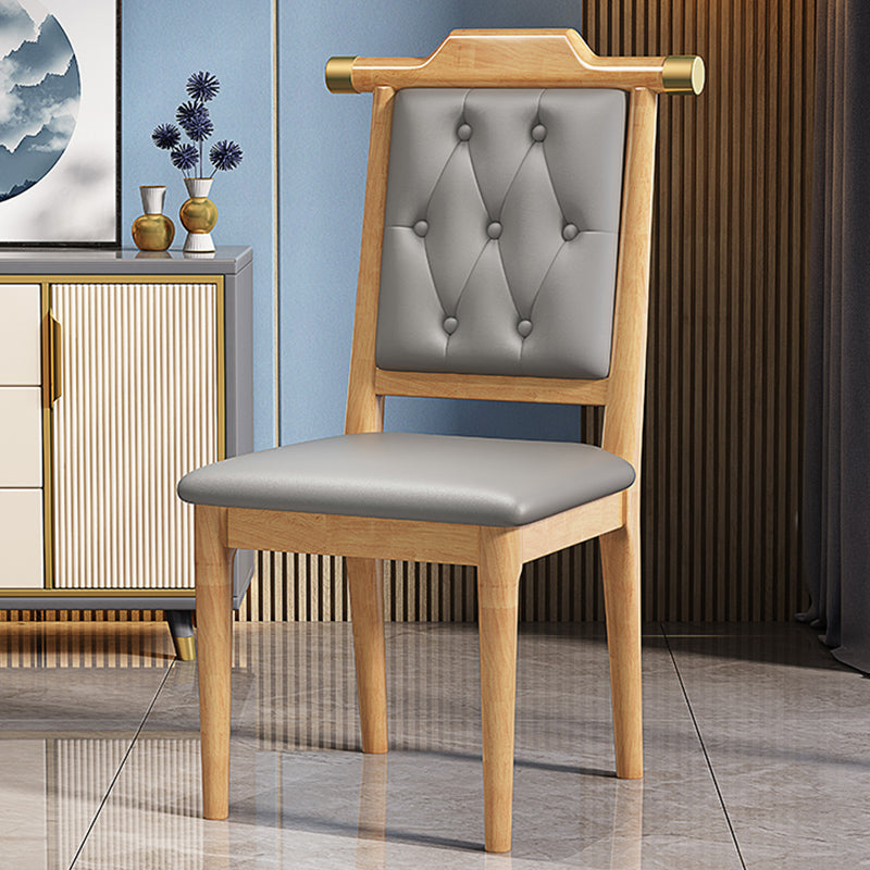 Wood Tufted Dining Chair Modern Style Open Back Armless Chair