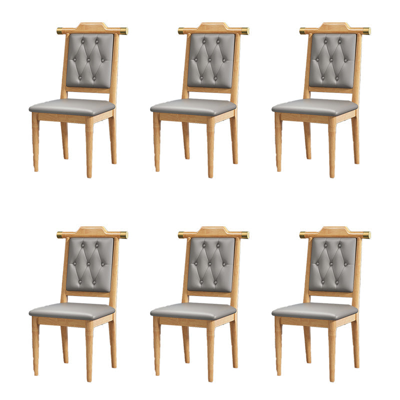 Wood Tufted Dining Chair Modern Style Open Back Armless Chair