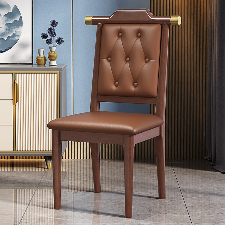 Wood Tufted Dining Chair Modern Style Open Back Armless Chair