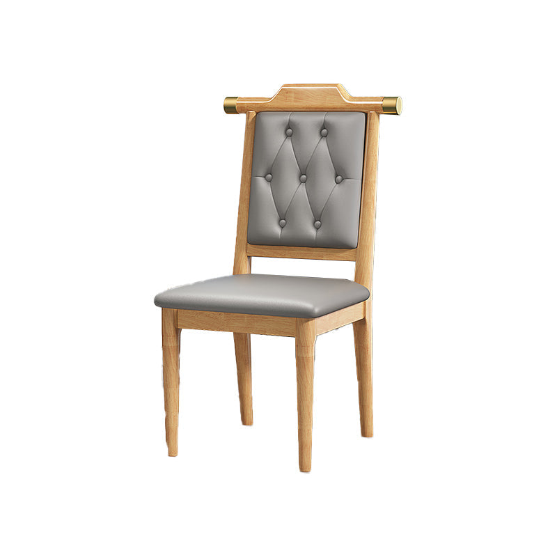 Wood Tufted Dining Chair Modern Style Open Back Armless Chair