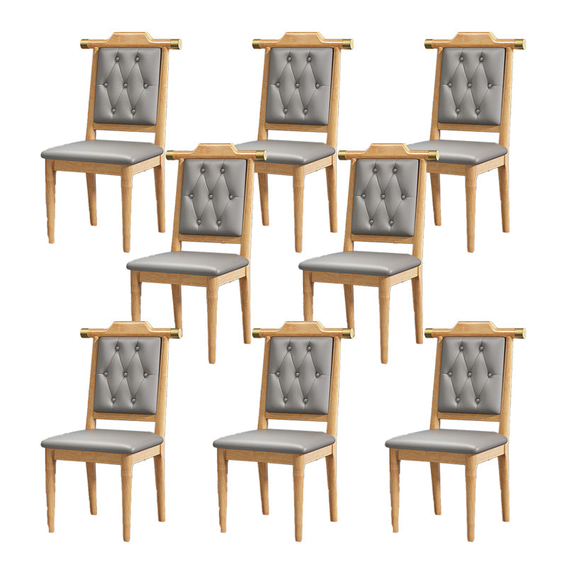 Wood Tufted Dining Chair Modern Style Open Back Armless Chair