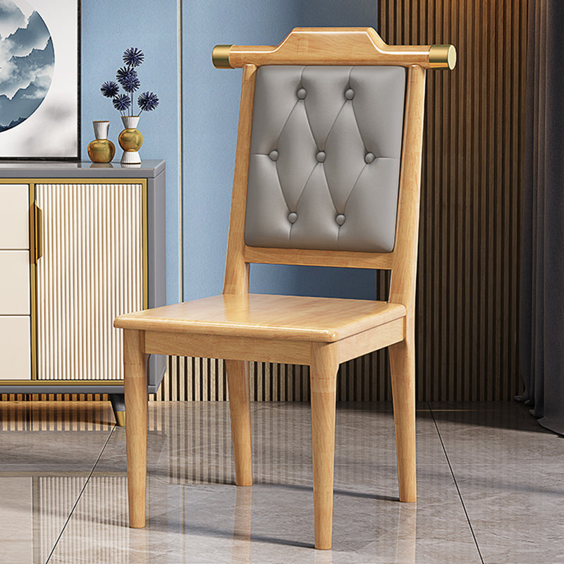 Wood Tufted Dining Chair Modern Style Open Back Armless Chair