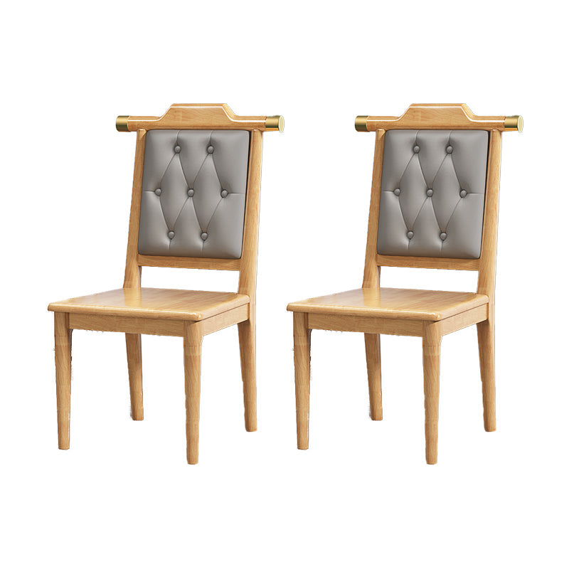 Wood Tufted Dining Chair Modern Style Open Back Armless Chair