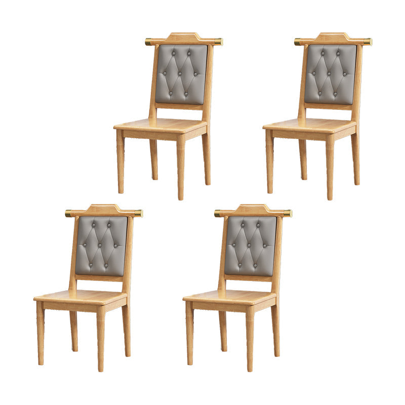 Wood Tufted Dining Chair Modern Style Open Back Armless Chair