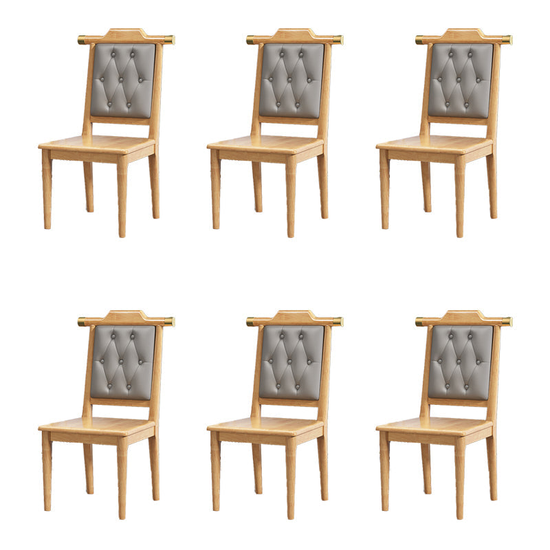 Wood Tufted Dining Chair Modern Style Open Back Armless Chair