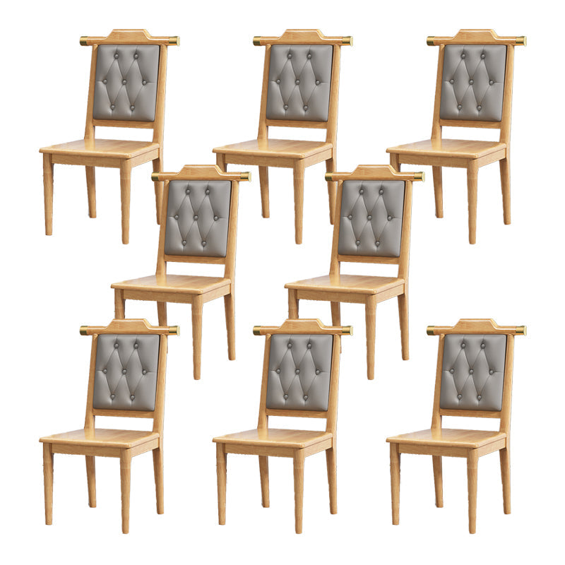 Wood Tufted Dining Chair Modern Style Open Back Armless Chair