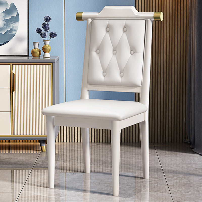 Wood Tufted Dining Chair Modern Style Open Back Armless Chair