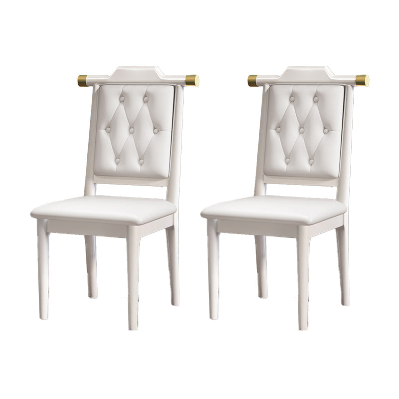 Wood Tufted Dining Chair Modern Style Open Back Armless Chair
