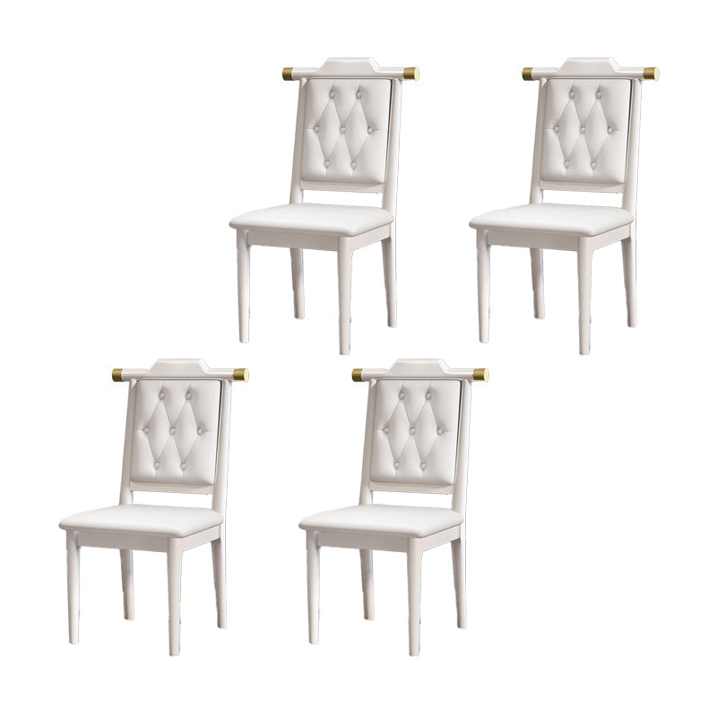 Wood Tufted Dining Chair Modern Style Open Back Armless Chair