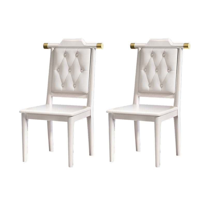 Wood Tufted Dining Chair Modern Style Open Back Armless Chair